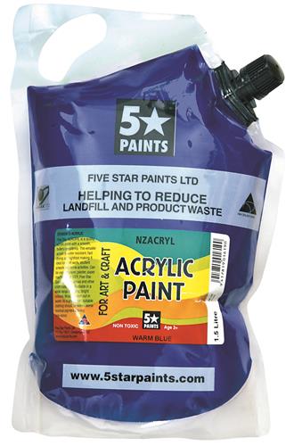 5 Star NZACRYL Acrylic Paint 1.5 Litre Pouch Warm Blue