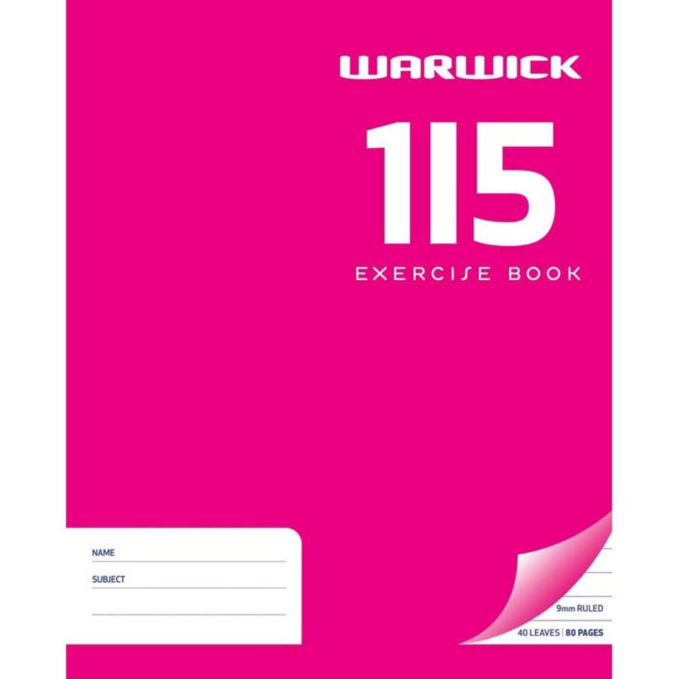Warwick 1I5 Exercise Book Ruled 9mm 255 x 205mm 40 Leaf