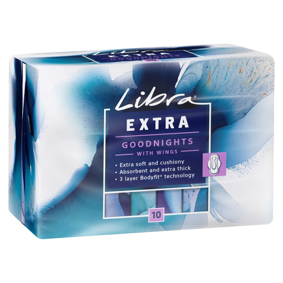 Libra Pad Goodnights with Wings 10 Pads per Packet Box of 6