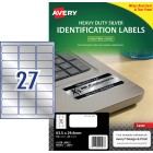 Avery Silver Heavy Duty Labels Laser Printers 63.5x29.6mm 27 Per Sheet 540 Labels 959202 / L6011 image