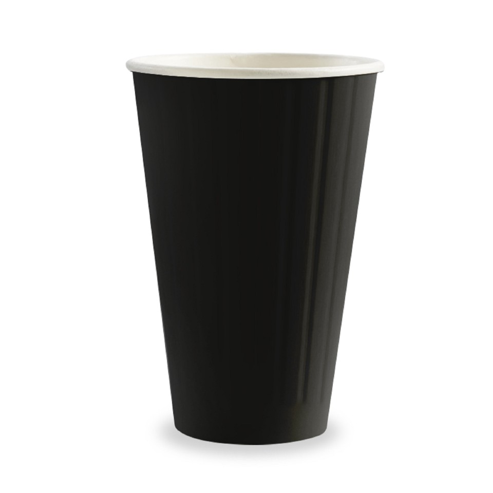 Biopak Double Wall Paper Cup Black Aqueous 16oz 460ml 90mm Carton 600