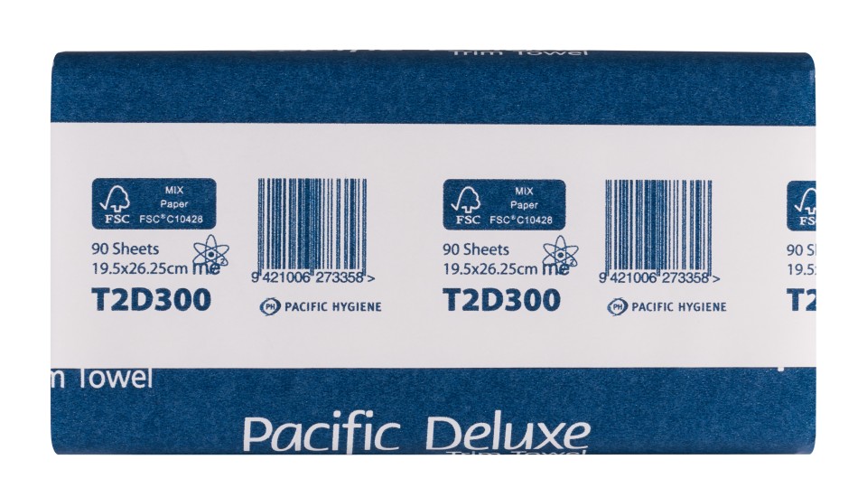 Pacific Deluxe Trim Premium Hand Towel 2 Ply 90 Sheets per pack White Carton 20
