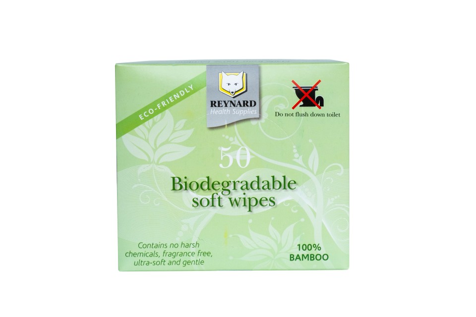 Reynard Biodegradable Soft Wipes White Box of 50