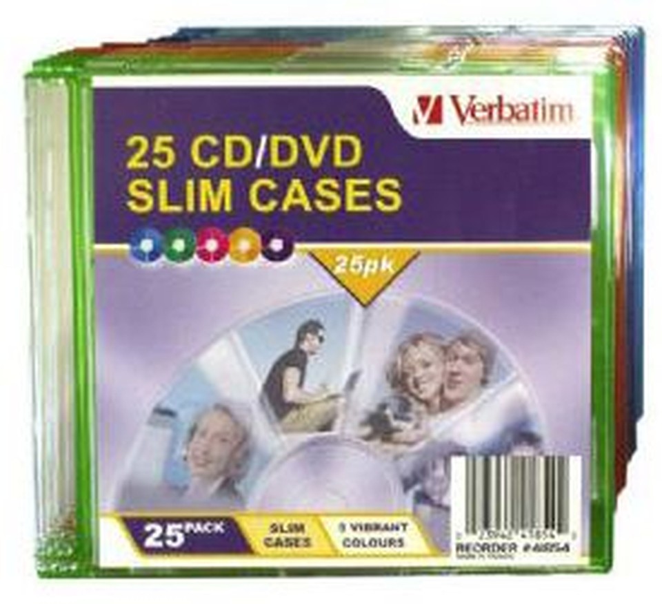 Verbatim CD/DVD Coloured Slim Cases 25Pack