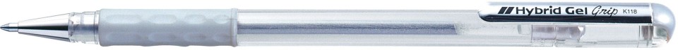 Pentel K118 Hybrid Rollerball Pen Gel Grip 0.8mm Silver