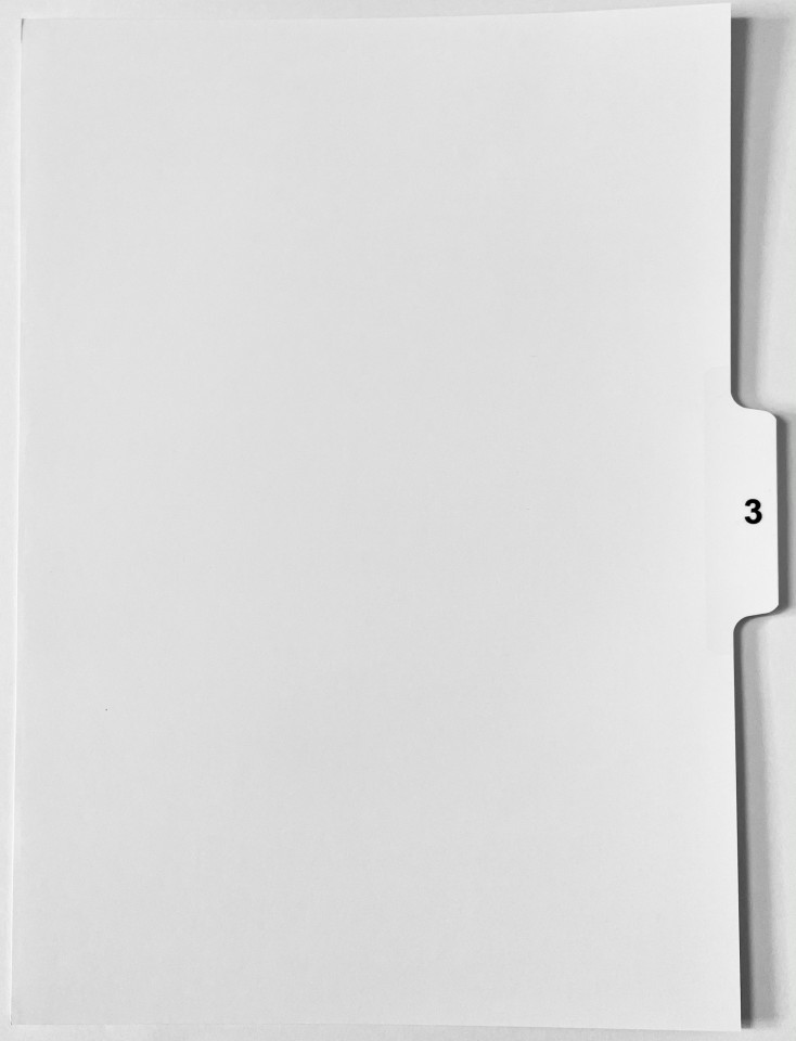 A4 Tab Dividers Printed Tab #3 of 5 White 100 Sets