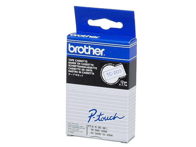 Brother TC-203 Labelling Tape Blue On White 12mmx8m