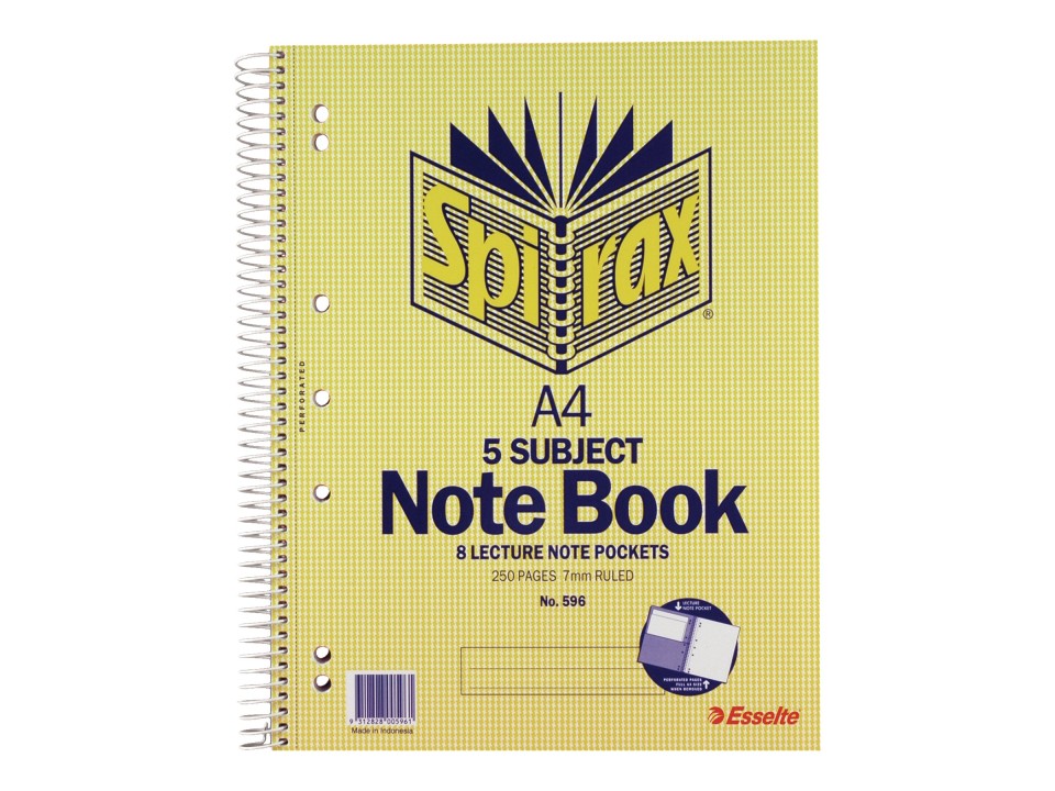 Spirax 596-5 Subject Book Side Opening A4 250 pages