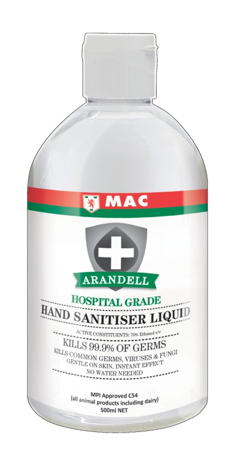 MAC Arandell Premium NZ Made Hand Sanitiser Liquid 500ml