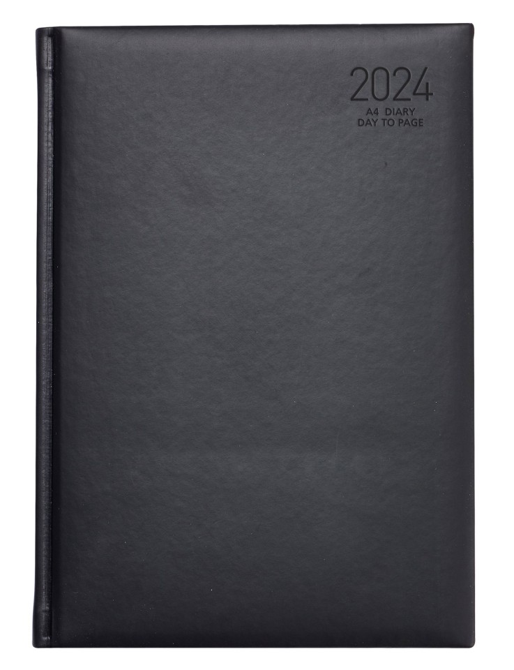 Ambassador 2024 Lexington Soft Touch Hardcover Diary A4 Day To Page Black