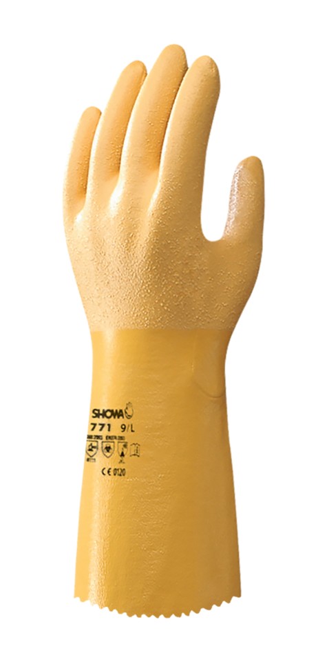 Showa 771 Nitrile Gauntlet Chemical 300mm Gloves Pack of 10