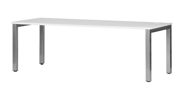 Zealand Quattro Desk 1500(w)x600(d)x725(h)mm 25mm Melamine Panel White Top Silver Base