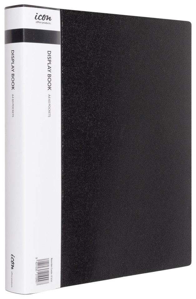 Icon Display Book With Insert Spine A4 60 Pocket Black