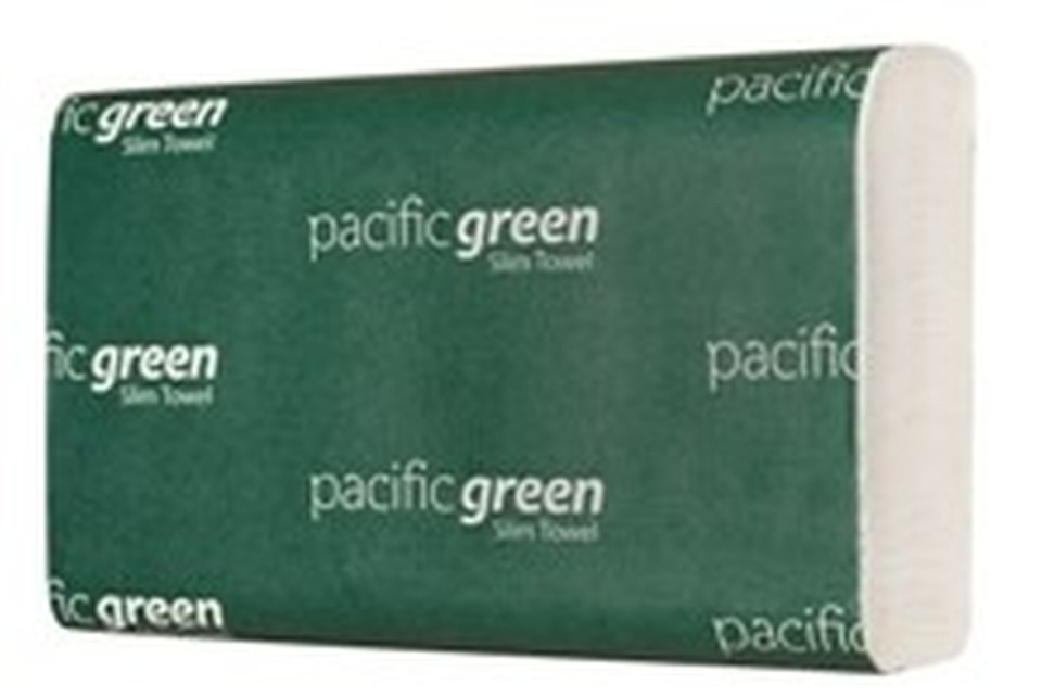 Pacific Green Recycled Slimtowel Hand Towel 1 Ply 250 Sheets per pack White Carton 16