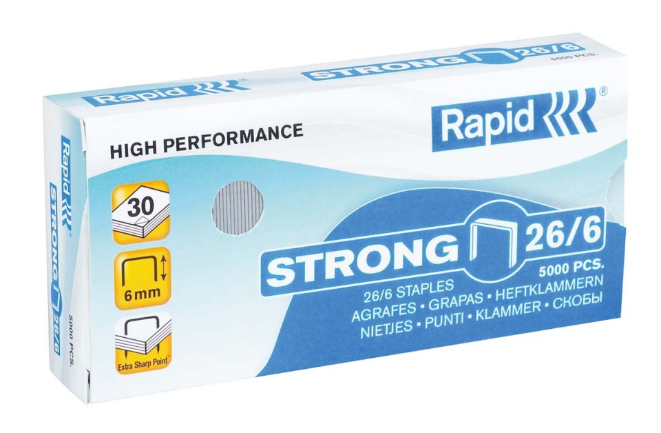 Rapid No. 26/6 Staples Strong 32 Sheet Box 5000
