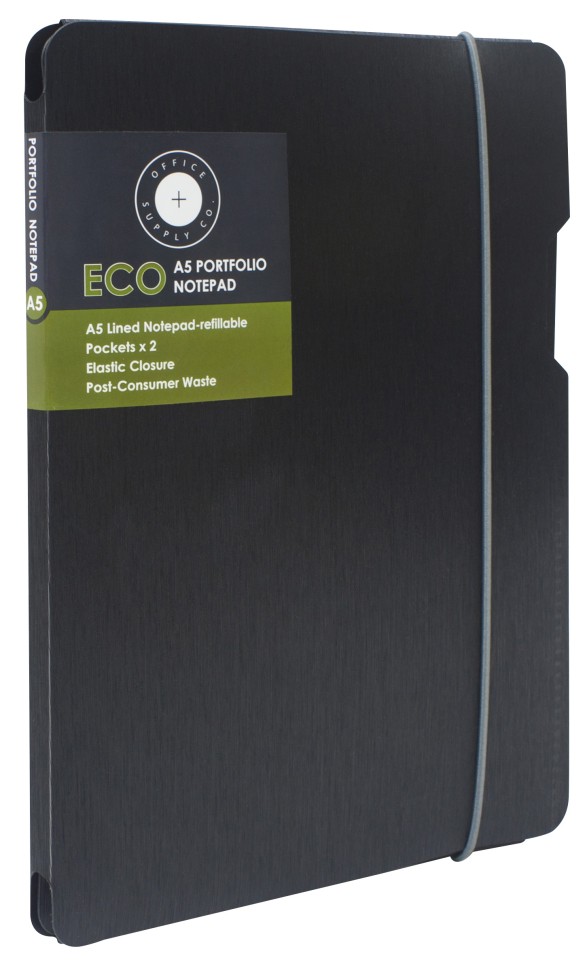OSC Notepad Portfolio 100% Recycled A5 Black