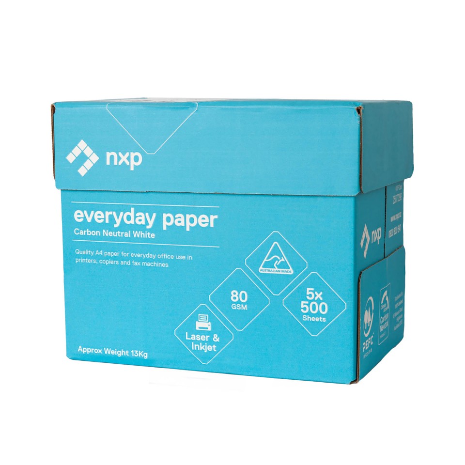 NXP Everyday Carbon Neutral White Copy Paper A4 80gsm (500) Box of 5