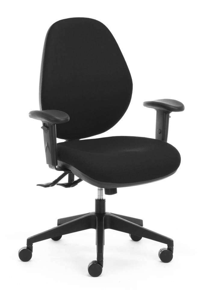 ChairSolutions Atlas-160 Heavy Duty High-Back Task Chair With Arms Black Fabric