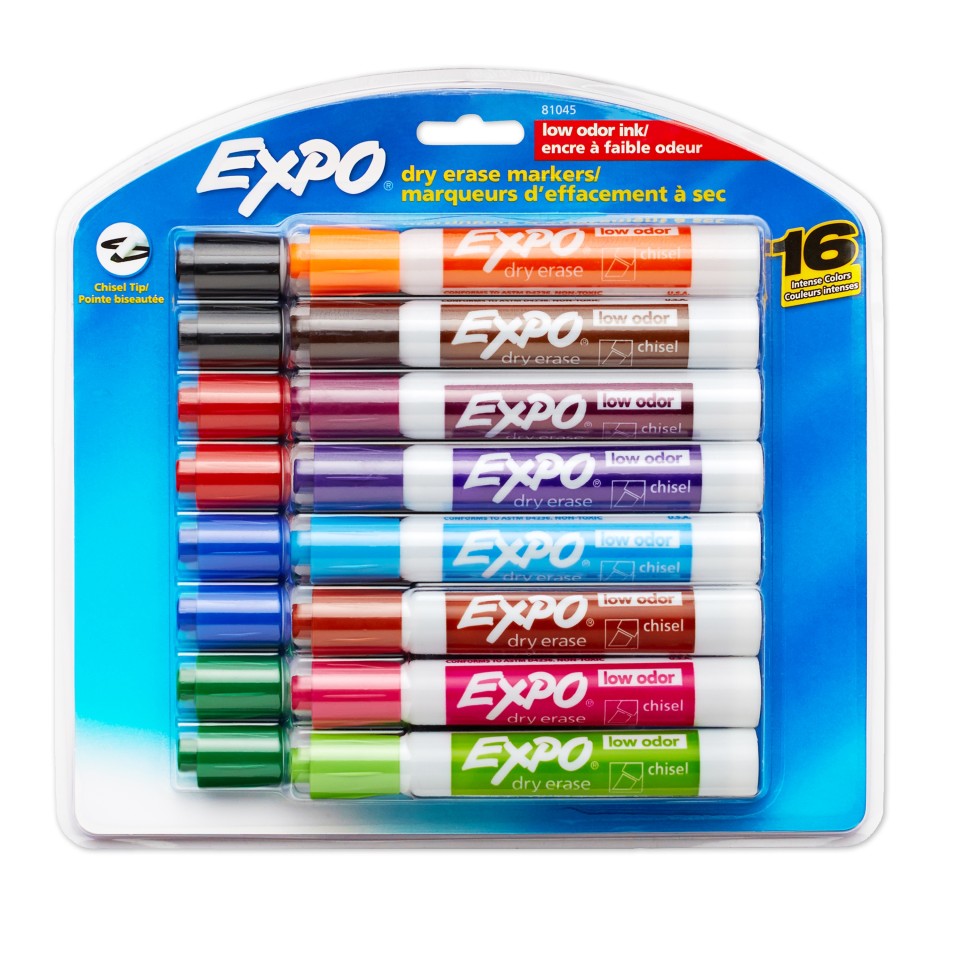 Expo Whiteboard Marker Chisel Tip Assorted Colours Pack 16
