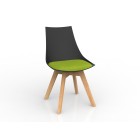 Knight Luna Black Chair With Oak Base Upholstered Avocado Cushion image