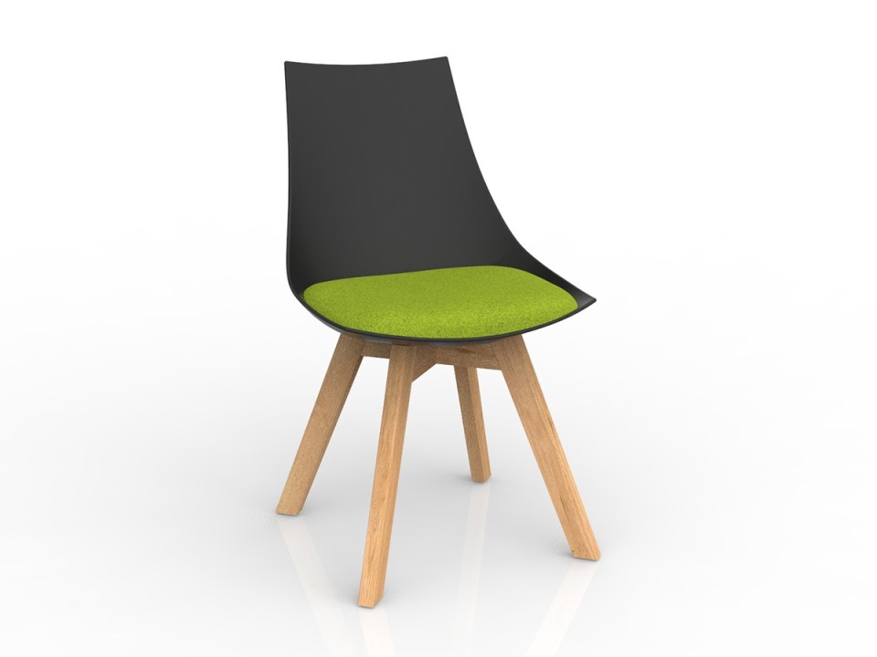 Knight Luna Black Chair With Oak Base Upholstered Avocado Cushion