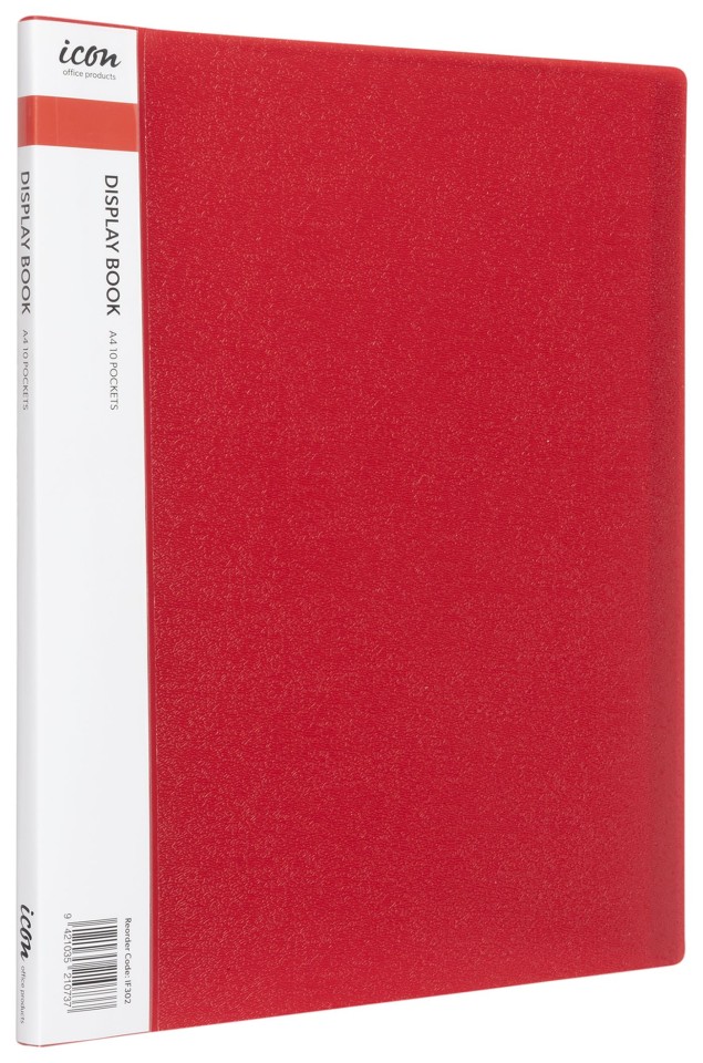 Icon Display Book With Insert Spine A4 20 Pockets Red