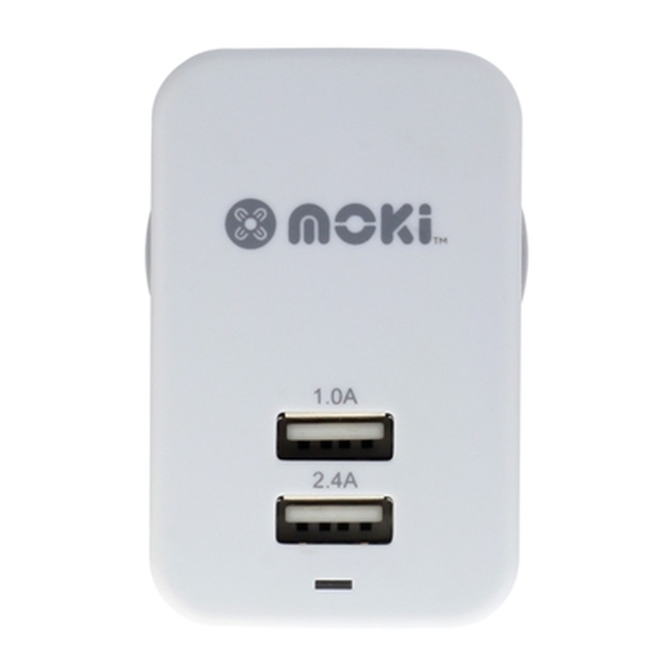 Moki Charger Wall Mount Dual USB White