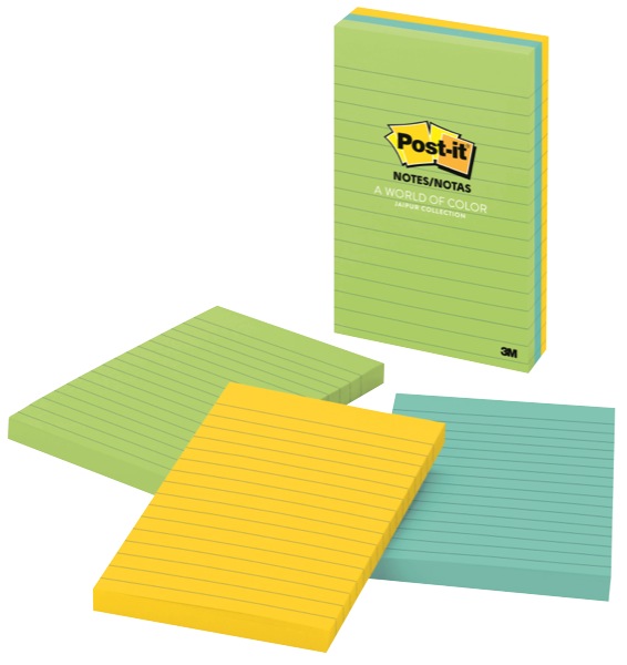 Post-it Self-Adhesive Notes 660-3AU Floral Fantasy/Jaipur Lined 101x152mm Pack 3