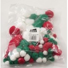 DAS Pom Poms Assorted Sizes Christmas Colours Pack 100 image