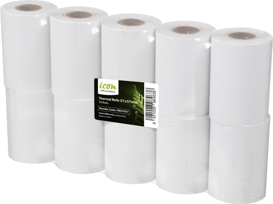 Icon Eftpos Thermal Roll 57x57mm White Pack 10