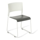 Eden Slim White Chair With Grey Vinyl Upholstered Seat image