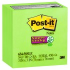 Post-It Super Sticky Cube 76X76mm Lime 90 sheets/Pad pk 5 image