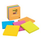 Post-it Super Sticky Self-Adhesive Notes 675-6SSUC Energy/Rio Lined 101x101mm Assorted Colours Pk 6 image