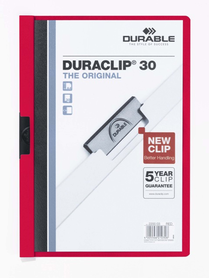 Durable Duraclip Report Cover Slide Clip A4 Red
