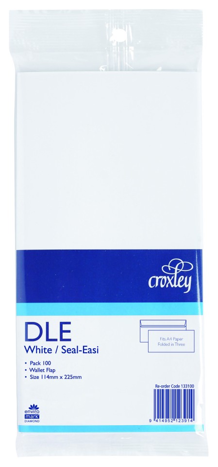 Croxley Envelope Seal Easi FSC Mix Credit DLE 114mm x 225mm White Pack 100