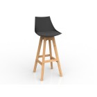 Knight Luna Black Barstool With Oak Base & Upholstered Cushion Charcoal image