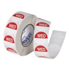 Avery Day Rotation Labels Wednesday Removable Round 937331 24mm Red Roll 1000 image