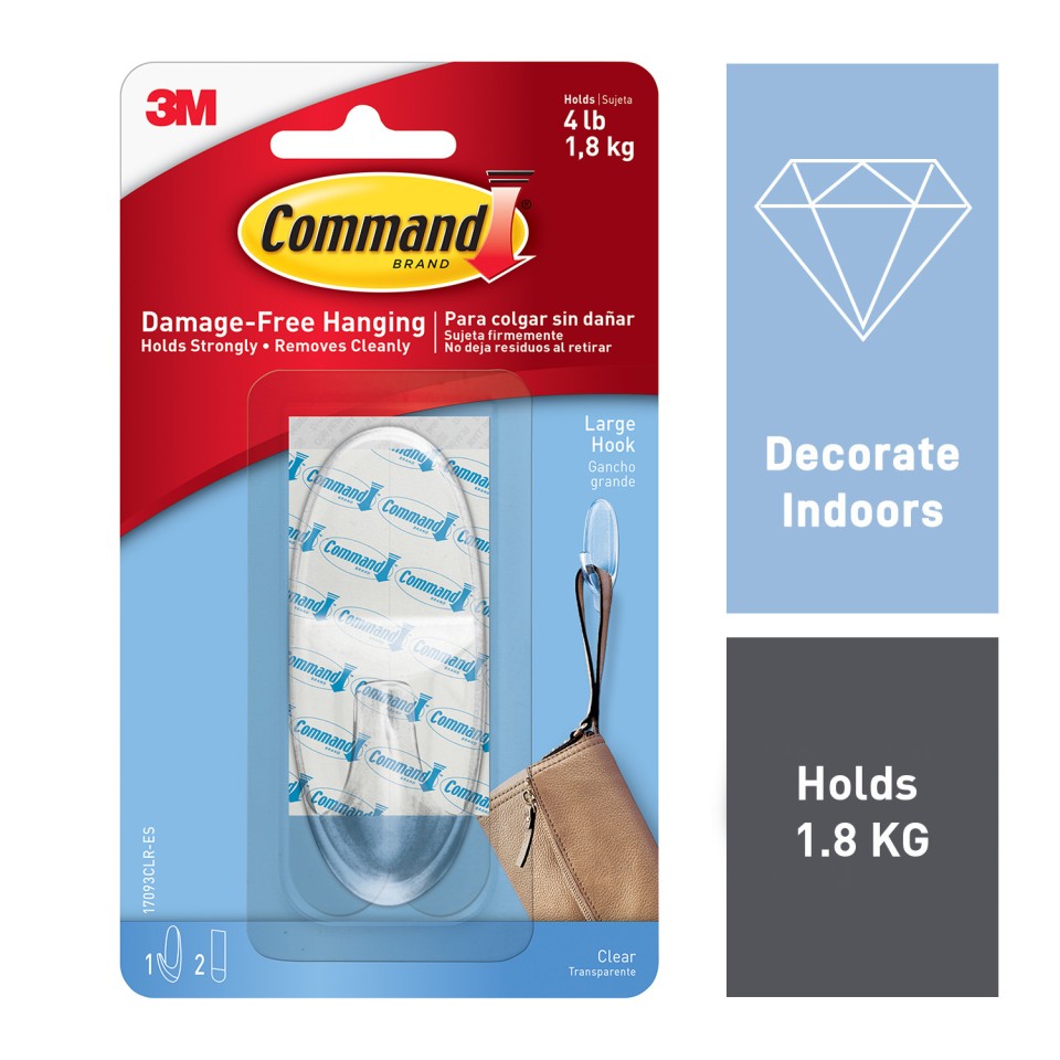 3M Command Large Hook Clear Pack 1