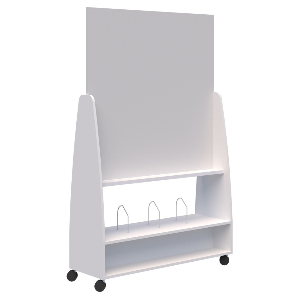 Move Whiteboard Mobile Partition Open Shelf 1220Wx1912Hmm White