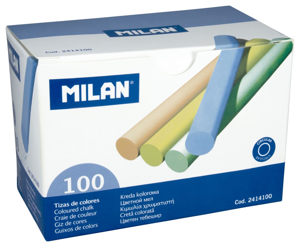 Milan Chalk Sticks Assorted Colours Pack 100