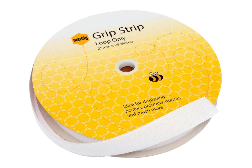 Marbig Grip Tape Loop Only 25mm x 25m White