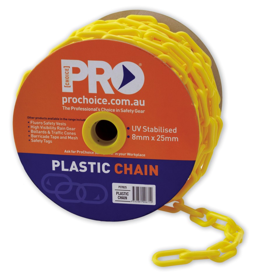 Paramount Safety Pcy825 Plastic Safety Chain Yellow 25m Roll