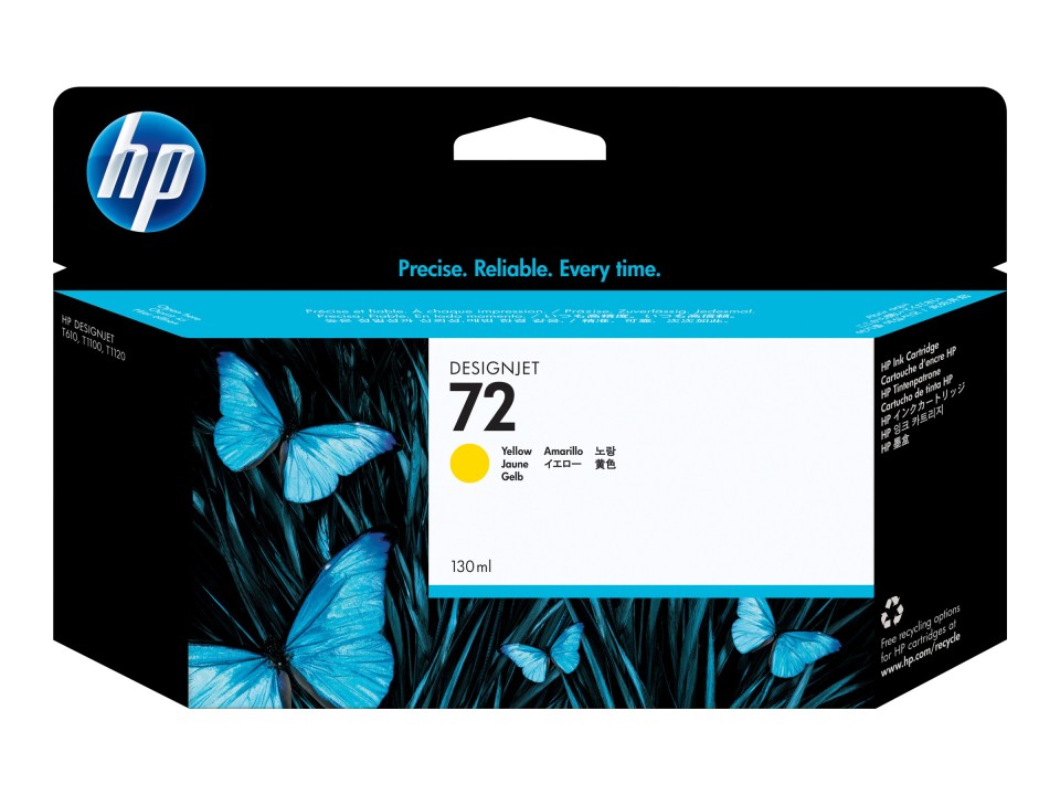 HP DesignJet Inkjet Ink Cartridge 72 130ml Yellow