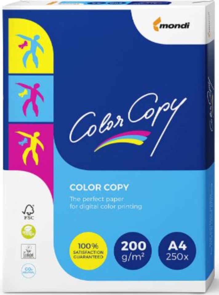 Color Copy Paper Uncoated A4 200gsm Pack 250