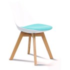 Knight Luna White Chair With Oak Base Upholstered Ice Blue Cushion image