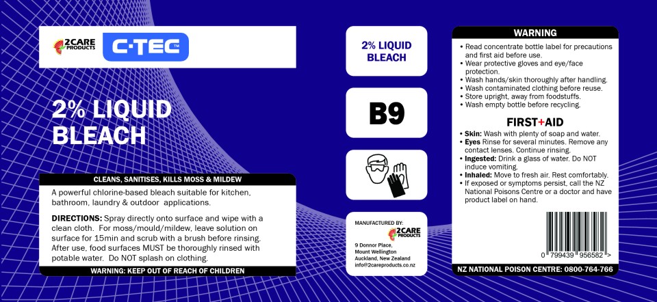C-TEC 2% Bleach Label - Sheet of 3