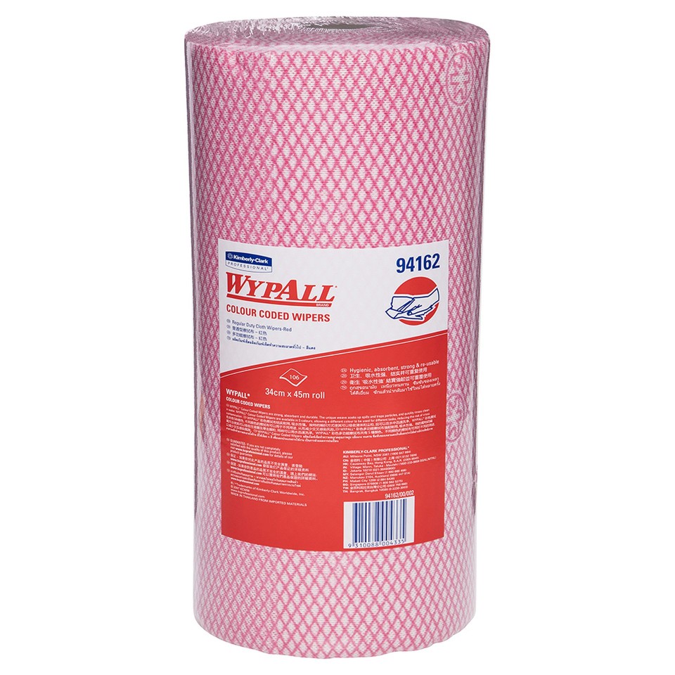 Wypall Regular Duty Cloth Wipers 34cm x 65M Red 106 Wipers per Roll Carton of 6