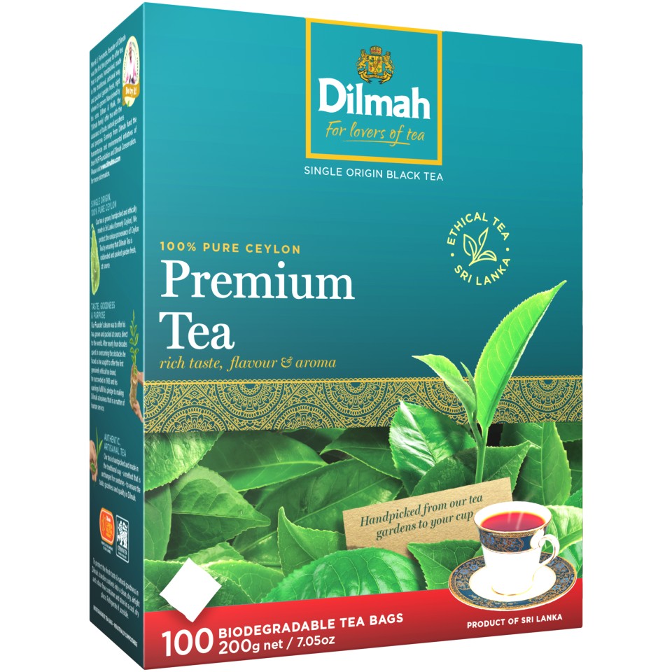 Dilmah Premium Tea Bags Tagless Black Tea Box 100