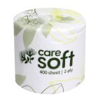 Care Soft Conventional Toilet Roll 2 Ply White 400 Sheets per Roll Carton of 48