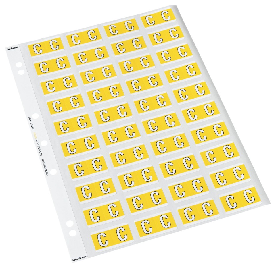 Codafile Lateral File Labels Alpha Letter C 25mm Pack 1 Sheet